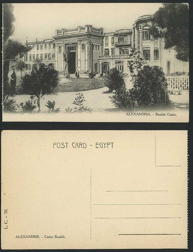 Egypt Old Postcard Alexandria, Ramleh Casino, Alexandrie, Garden Gardens L.C. 70