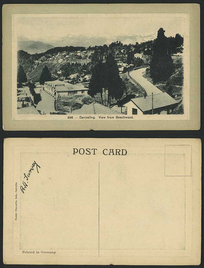India Old Embossed Postcard Darjeeling View from Beechwood Street Scene Panorama