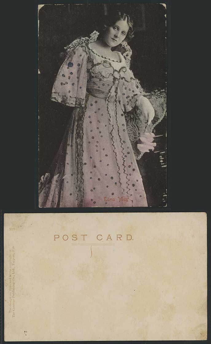 American Actress Singer MISS EDNA MAY Pettie, Novelty with Glitters Old Postcard