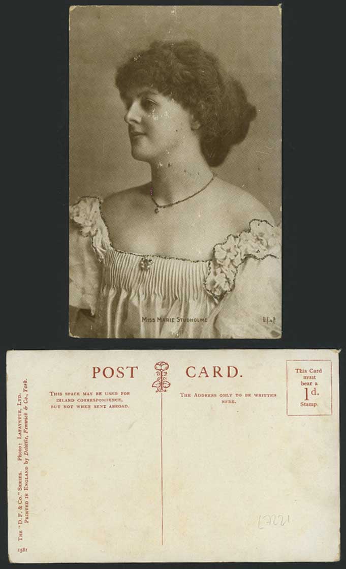 Actress Miss MARIE STUDHOLME, Novelty with Glitters Photo Lafayette Old Postcard