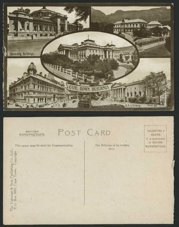 South Africa Capetown Old Postcard University Museum Library General Post Office