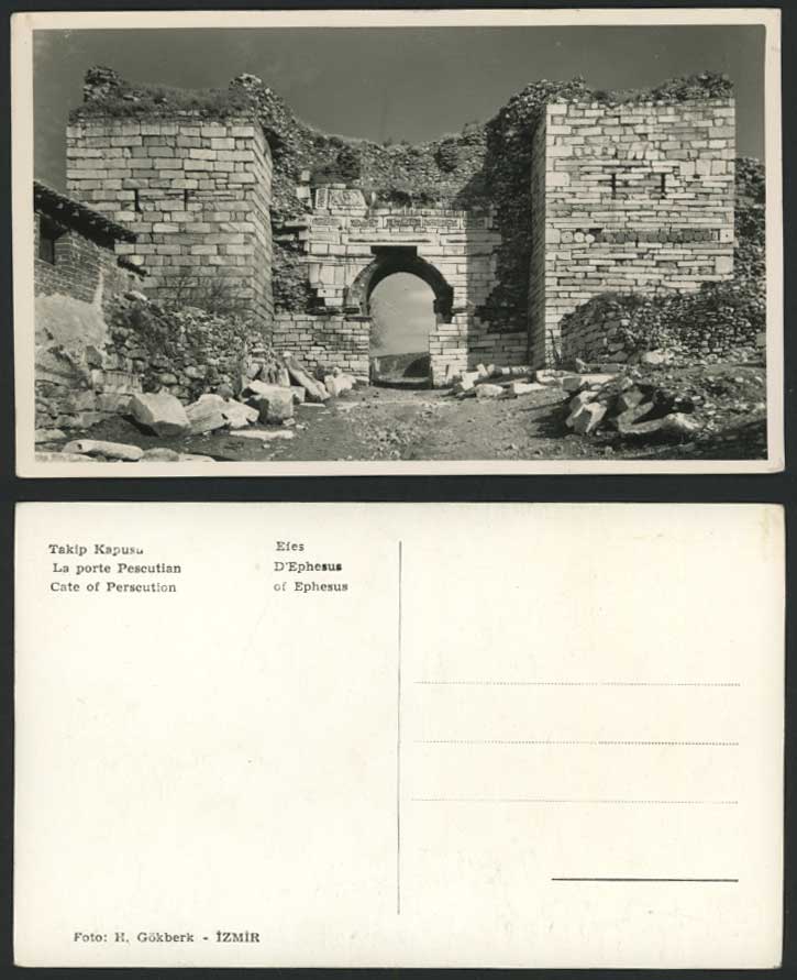 Turkey Efes Ephesus IZMIR SMYRNE Old Postcard Gate of Perscution Porte Pescutian