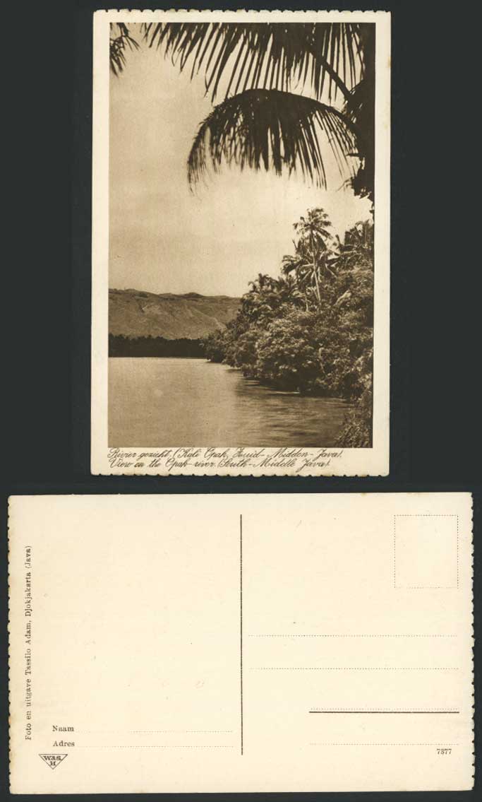 Indonesia Old Postcard View on The Opak River Scene Yogyakarta South Middle Java