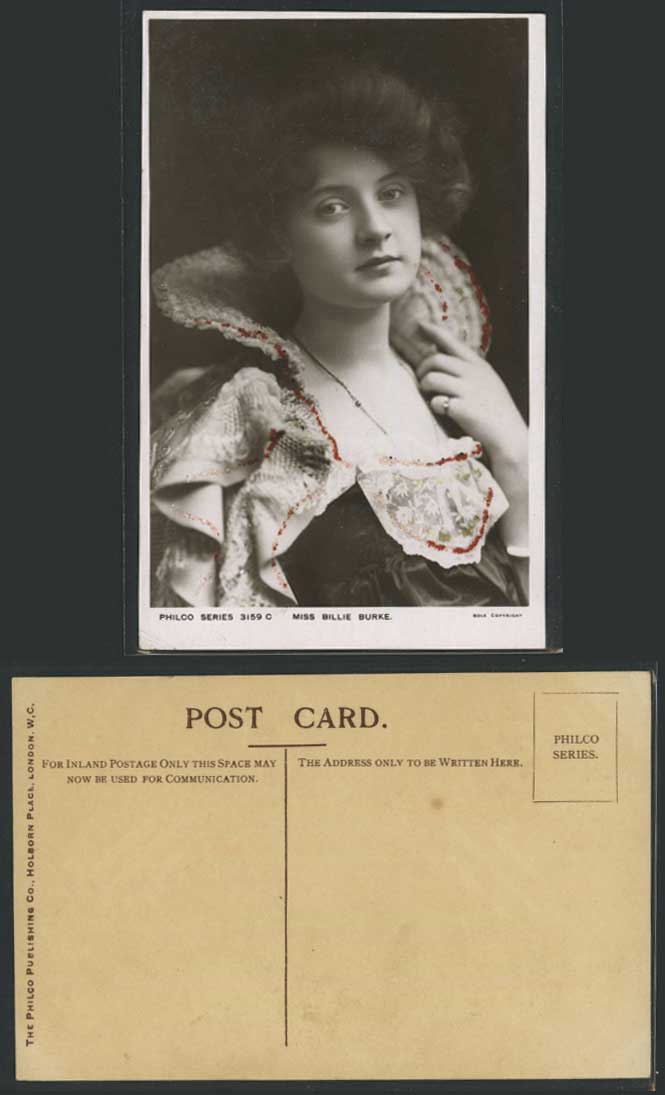 Actress Miss BILLIE BURKE - Novelty with Glitters Old Real Photo Postcard Philco
