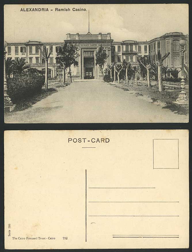 Egypt Old Postcard Alexandrie Ramleh Casino Alexandria, Cairo Postcard Trust 598