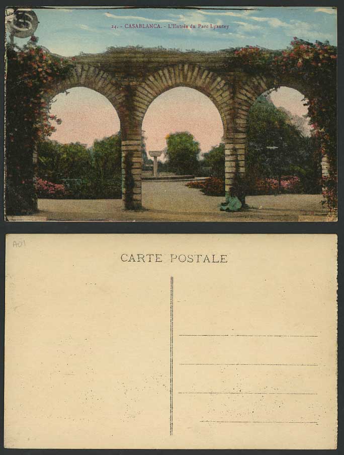 Morocco Old Postcard Casablanca, Lyautey Park Entrance, L'Entree du Parc Lyautey