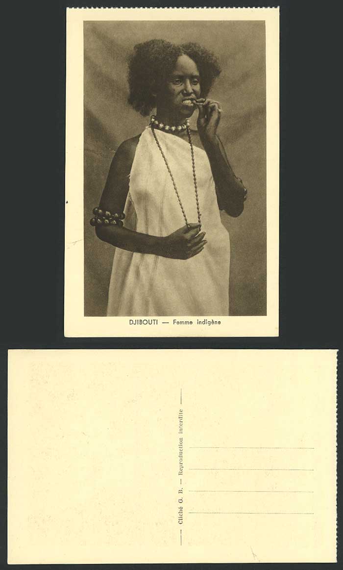 Djibouti French Somalis Old Postcard Native Black Woman Lady Necklace and Armlet