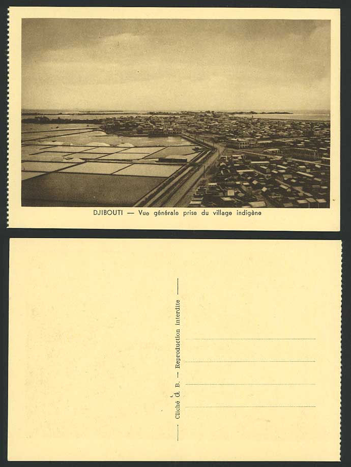 Djibouti French Somalis Old Postcard General View from Native Village Salt Field