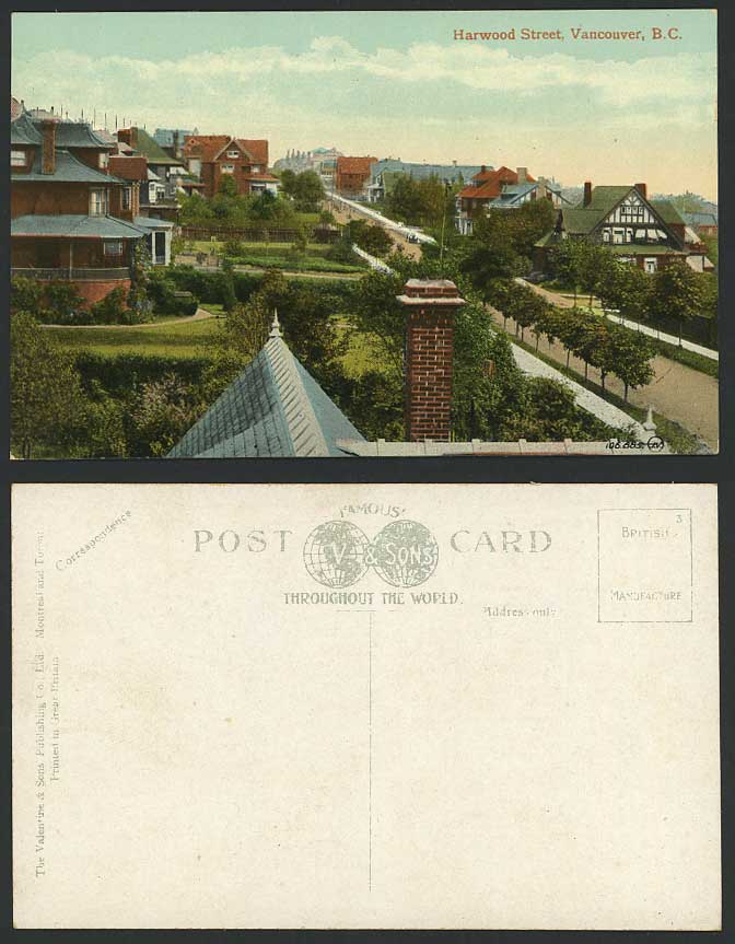Canada Old Colour Postcard Harwood Street Scene Vancouver B.C. British Columbia