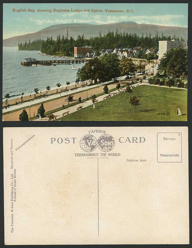 Canada Old Postcard English Bay Englesea Lodge Sylvia Street Pier Vancouver B.C.