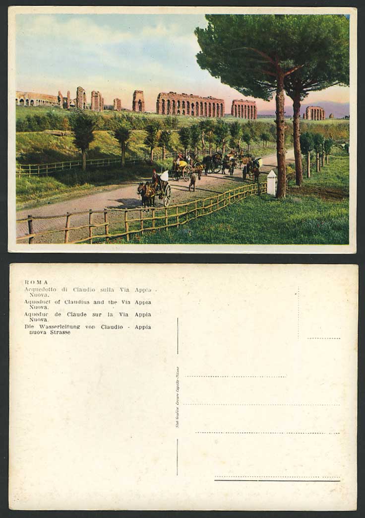Italy Old Postcard Rom Roma Rome Aqueduct of Claudius and Via Appia Nuova Bridge