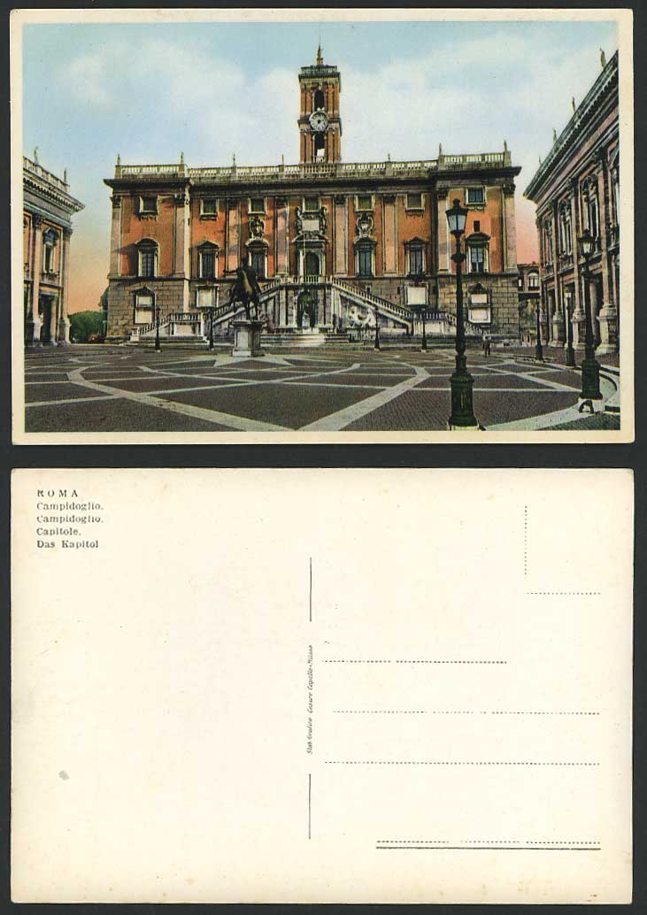Italy Old Postcard Rom Roma Rome, Campidoglio Capitole Das Kapitol, Clock Tower