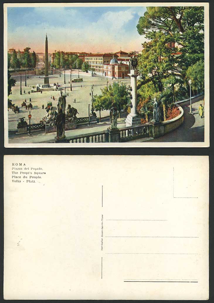 Italy Old Postcard Rom Roma Rome People's Square Piazza del Popolo Place du Peup