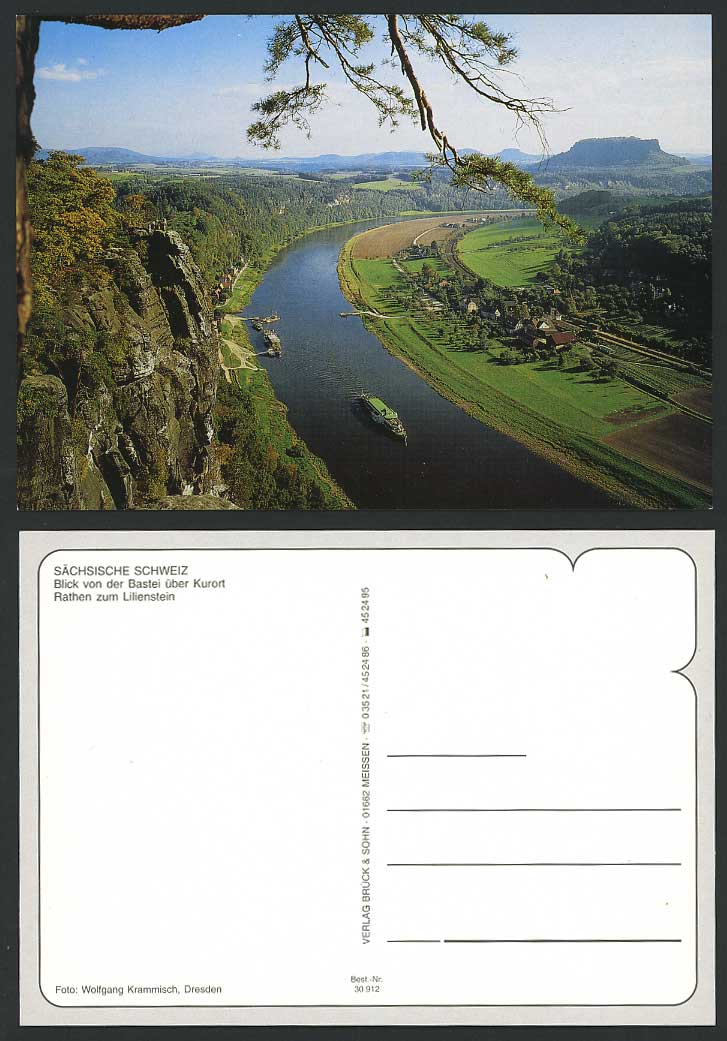 Germany Postcard Saechsische Schweiz, Blick von Bastei Kurort Rathen Lilienstein