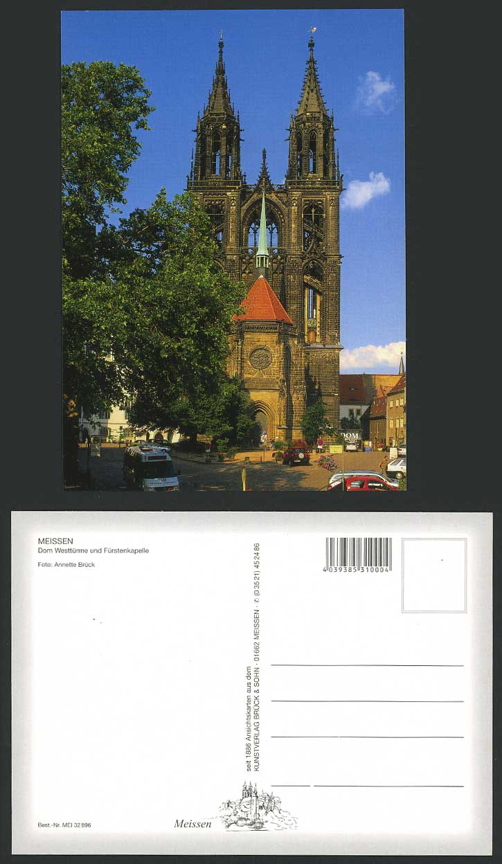 German Postcard Meissen Dom Westtuerme und Fuerstenkapelle W Tower Prince Chapel