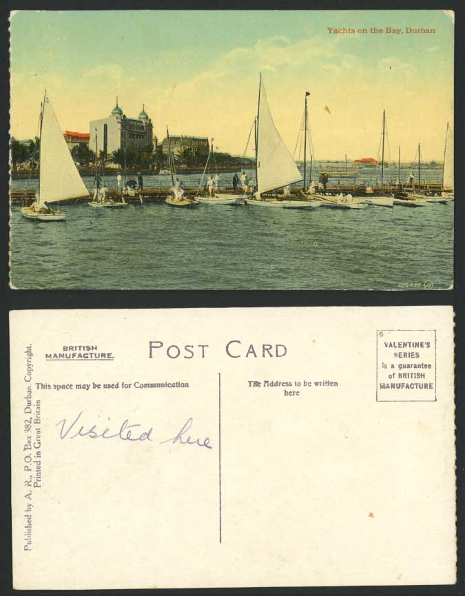 South Africa Old Colour Postcard Yachts on The Bay Durban Sailing Boats Shipping