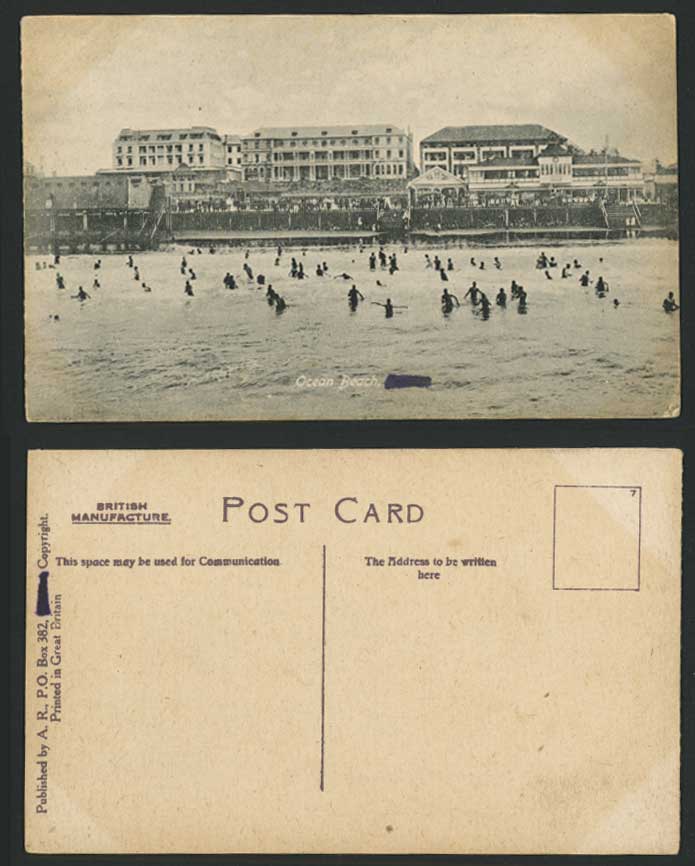 South Africa Durban Ocean Beach Old Postcard Bathers Bathing Swimming Seaside