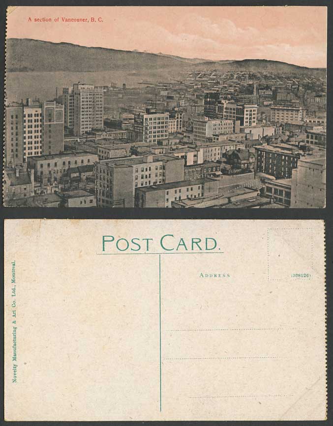 Canada Old Postcard A Section of Vancouver B.C. Panorama General View River Hill