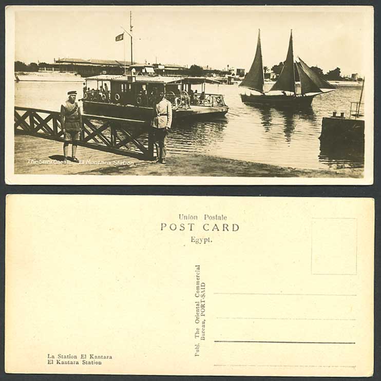 Egypt Old Postcard Suez Canal El Kantarah Station Sailing Boat Soldiers Bookmark