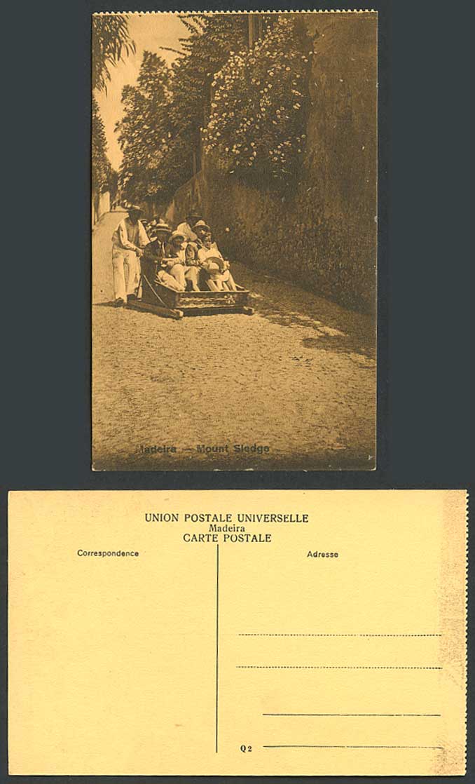 Portugal Old Postcard Madeira Mount Sledge, Street Scene Native Transport Ethnic