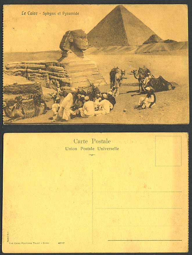 Egypt Old Postcard Cairo Sphinx Pyramid Le Caire Sphynx Pyramide Camels Bedouins