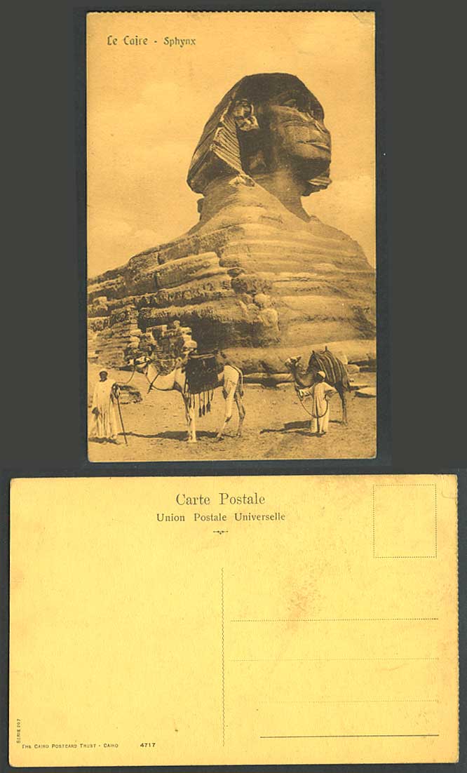 Egypt Old Postcard Cairo Sphinx Le Caire Sphynx Camels Native Men Bedouin Beduin