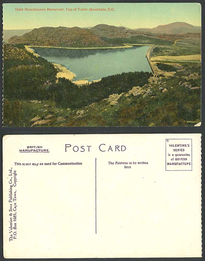 South Africa, Hely Hutchinson Reservoir, Top of Table Mountain C.C. Old Postcard