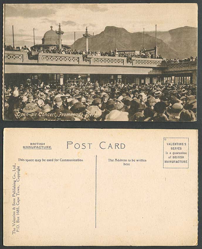 South Africa Cape Town Old Postcard Open-Air Concert, Promenade Pier, Crowd Mts.