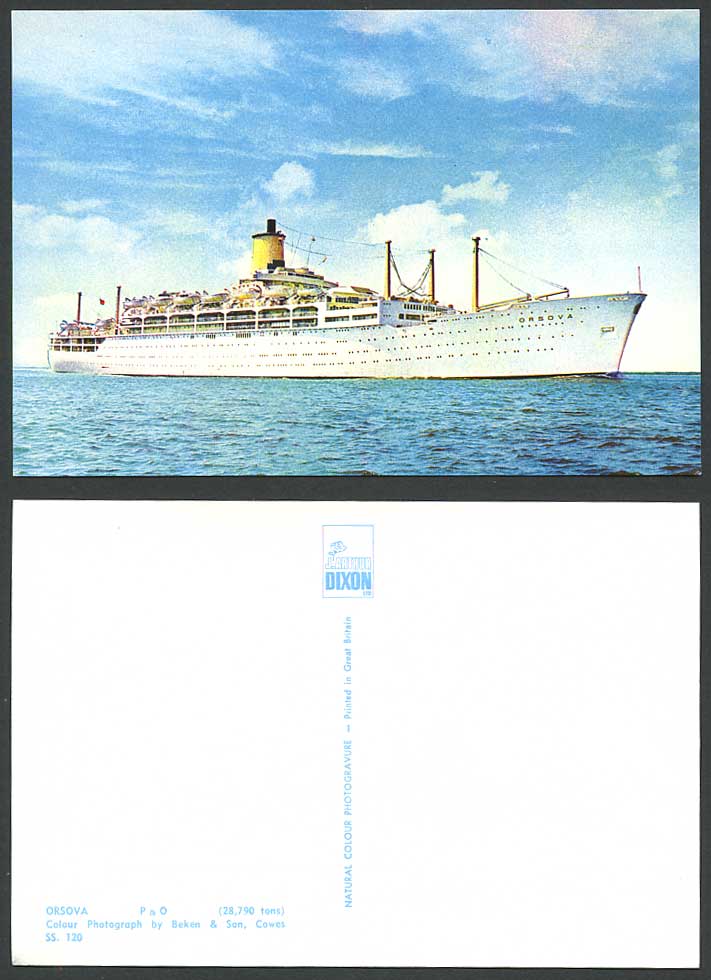 P.&O. ORSOVA 28790 tons Steamer Steam Ship Cruise Liner Shipping Colour Postcard