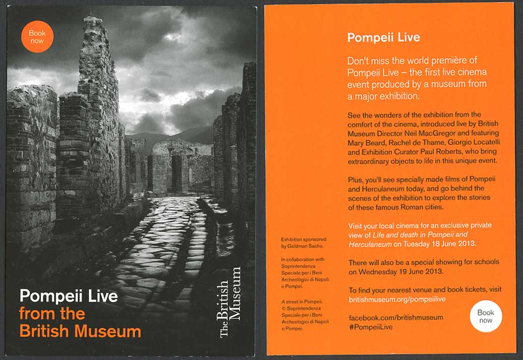 Ruins Pompeii Live from the British Museum London Advertisement Advertising Card