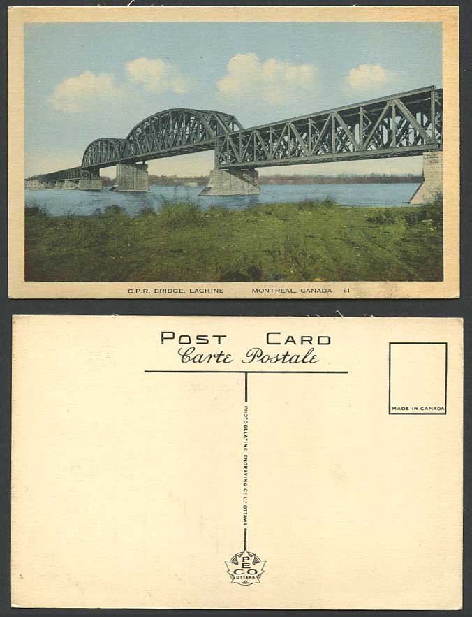 Canada Old Postcard Canadian Pacific Railway C.P.R. Bridge Lachine Montreal N.61