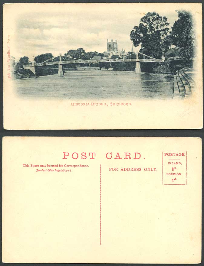 Hereford Old Postcard Wye Bridge River Scene Church Tower Herefordshire, Wyndham