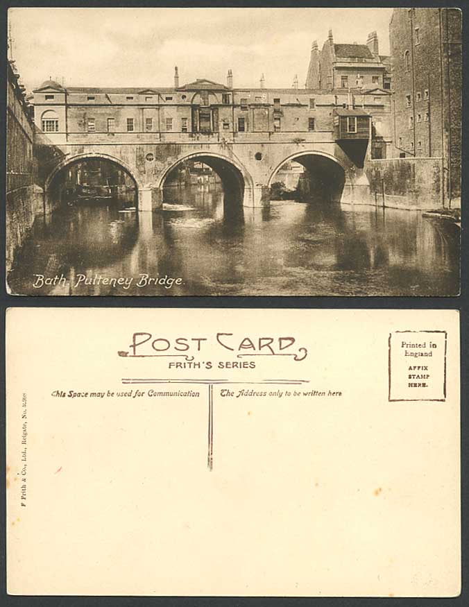 Somerset Old Postcard Pulteney Bridge River Scene Arches The Avon Frith's Series