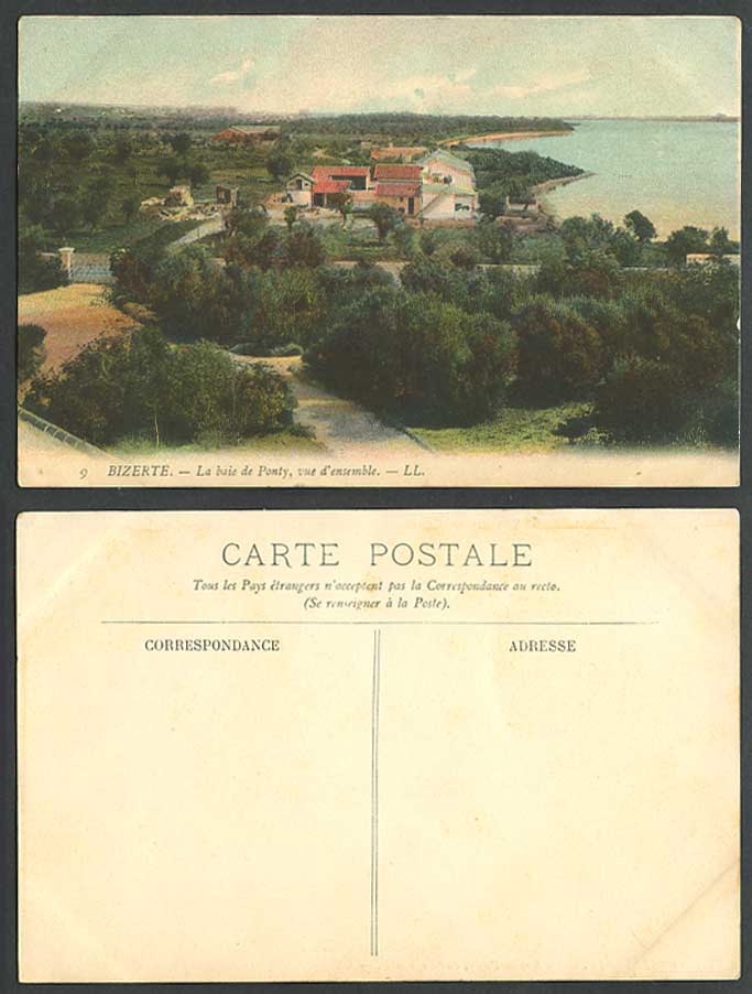Tunisia BIZERTE Old Postcard La Baie de Ponty Bay vue d'ensemble Panorama L.L. 9