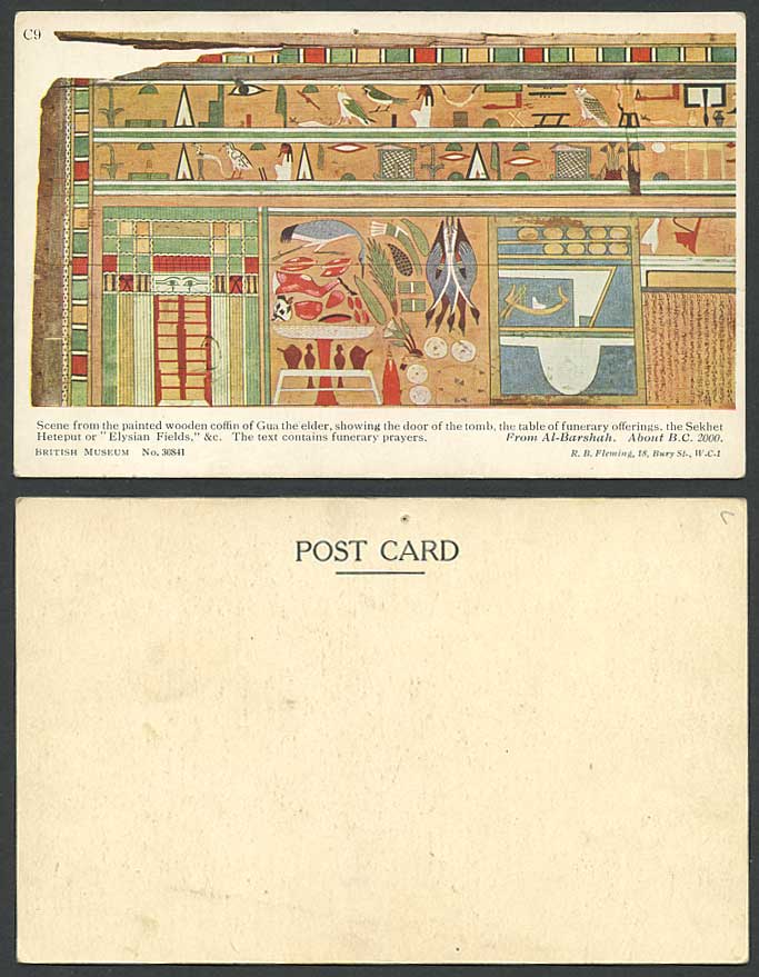 Egypt Old Postcard Coffin of Gua Elder Elysian Fields Sekhet Heteput, Al-Barshah