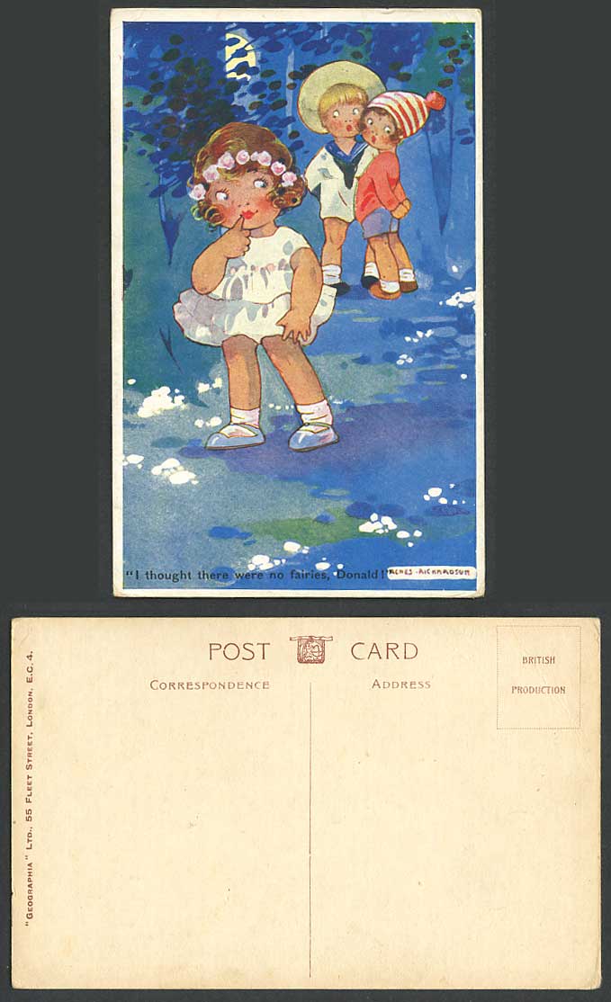 Agnes Richardson Old Postcard I Thought There Were No Fairies Donald Girls & Boy