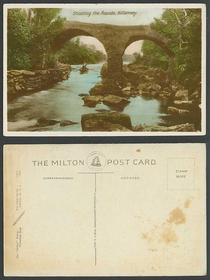 Ireland Killarney Colour Postcard Shooting The Rapids, Old Weir Bridge, Boating