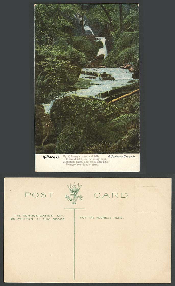 Ireland Old Colour Postcard O. Sullivan's Cascade Waterfalls Killarney Co. Kerry