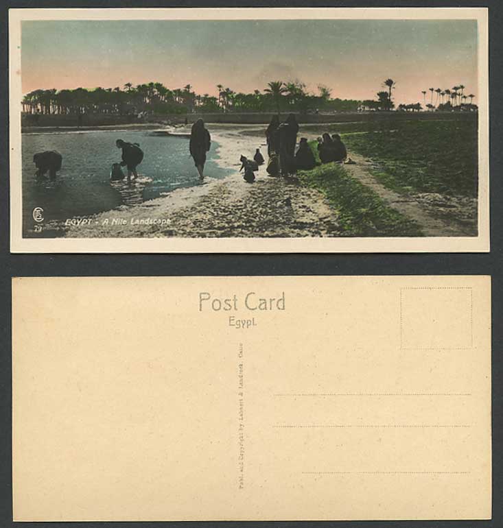 Egypt Old Postcard A Nile Landscape Women Drawing Water from Nil River, Bookmark
