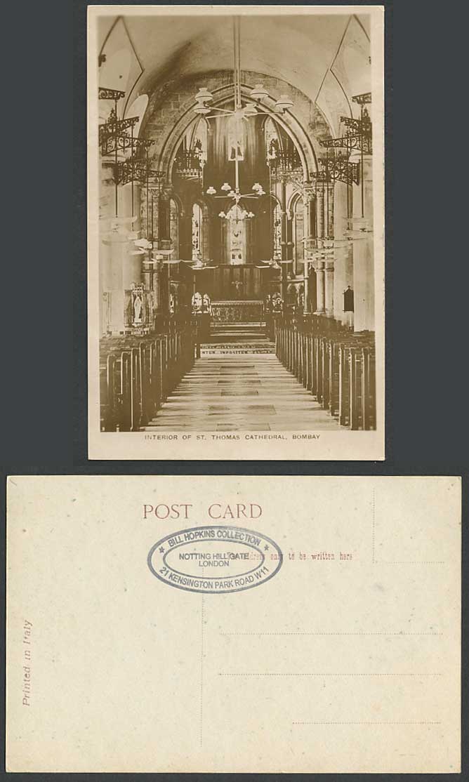 India Old Real Photo Postcard Interior of St. Thomas Cathedral Bombay, Church RP