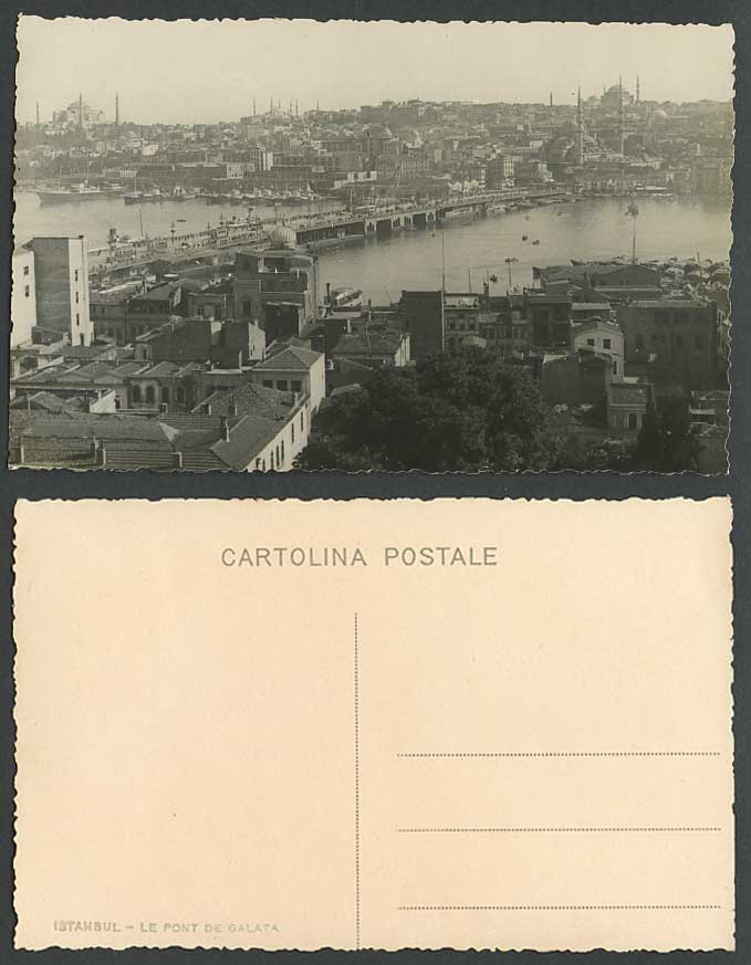 Turkey Old Real Photo Postcard Istanbul Le Pont de Galata Bridge, Constantinople