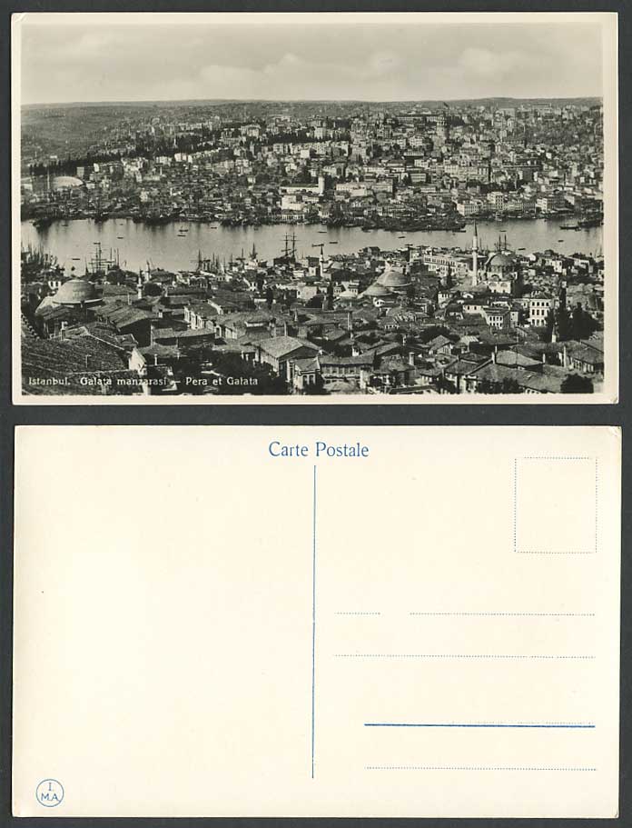 Turkey Old Real Photo Postcard Istanbul Calata Mazarasi Pera et Galata, Panorama