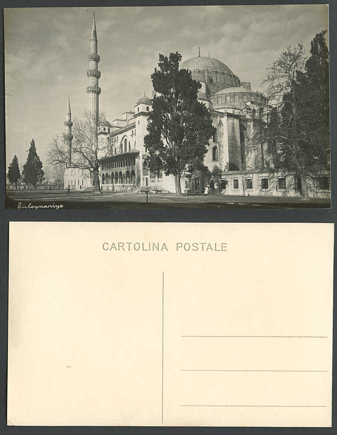 Turkey Istanbul Old Real Photo Postcard Sulemaniyee Suleymaniye Mosque Towers RP