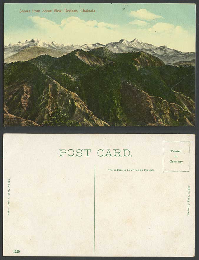 India Old Colour Postcard Snows from Snow View DEOBAN, Chakrata, Hills Mountains