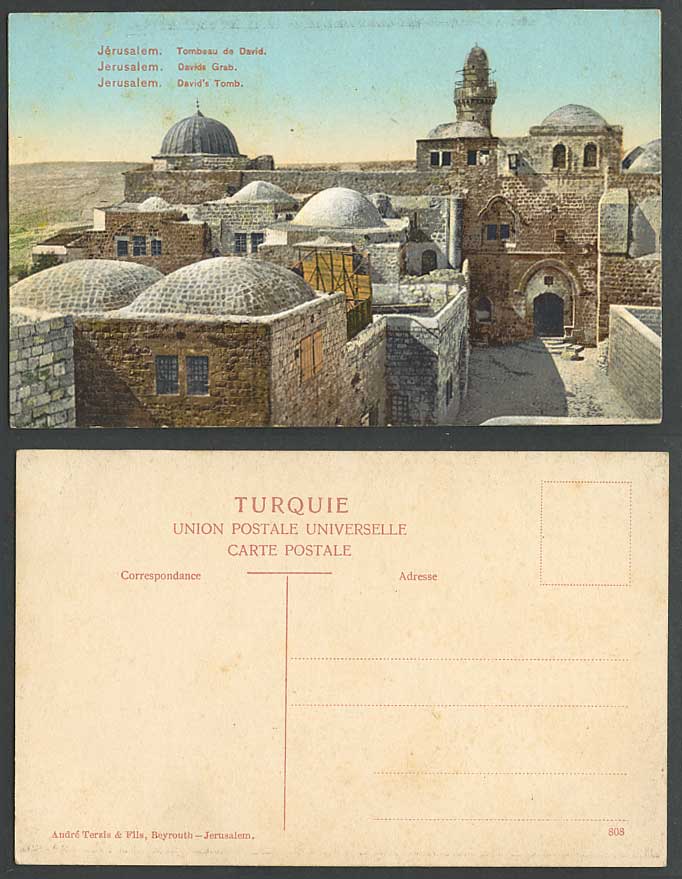 Palestine Old Color Postcard Jerusalem David's Tomb Tombeau de David Davids Grab