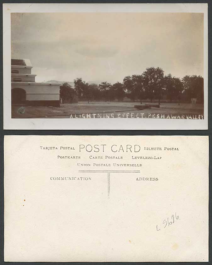 Pakistan Old Real Photo Postcard A Lightning Effect Peshawar Valley Cloud, India