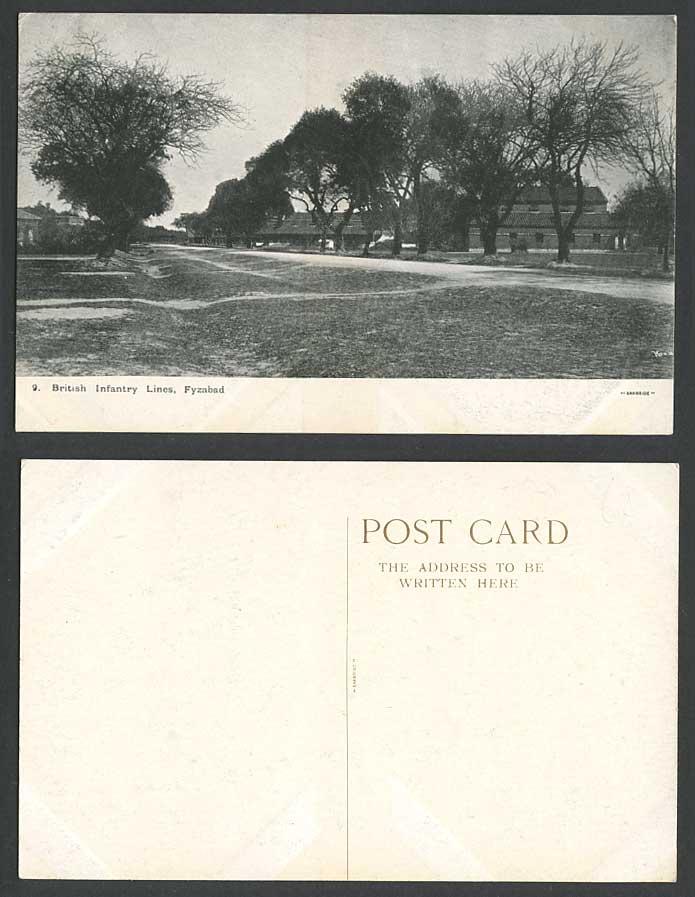 India British Infantry Lines Fyzabad Old Postcard Military Barrack Street Scene