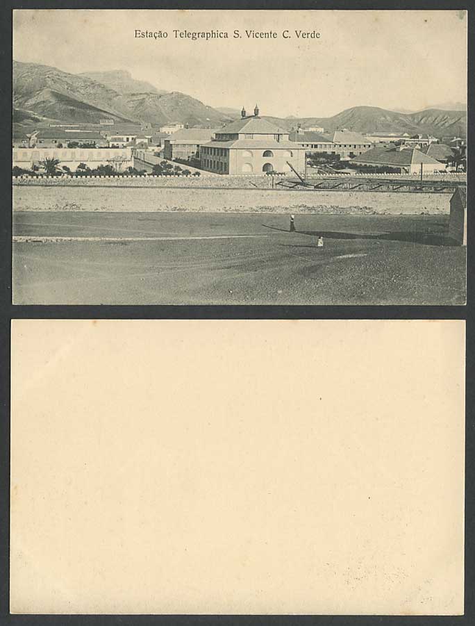 Cape Verde S Vicente C Verde Old Postcard Estacao Telegraphica Telegraph Station