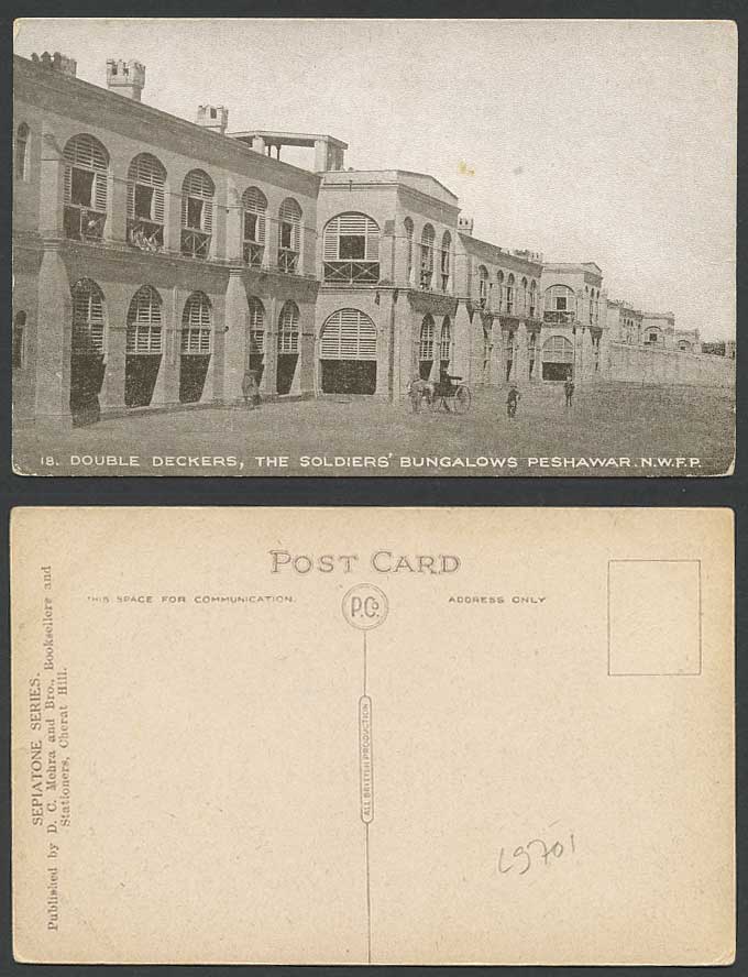 Pakistan Old Postcard Double Deckers, The Soldiers' Bungalows, Peshawar N.W.F.P.