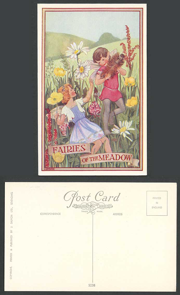 M Sherbourne Fairies of the Meadow Daisies Flowers Art Artist Drawn Old Postcard